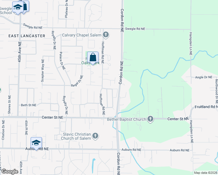 map of restaurants, bars, coffee shops, grocery stores, and more near 1006 Hoffman Road Northeast in Salem