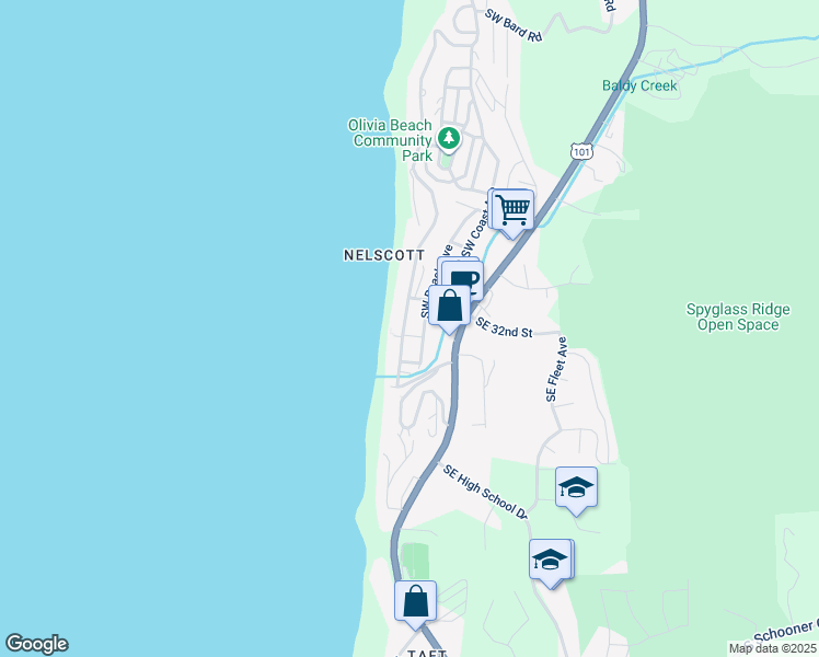 map of restaurants, bars, coffee shops, grocery stores, and more near 3252 Southwest Anchor Avenue in Lincoln City