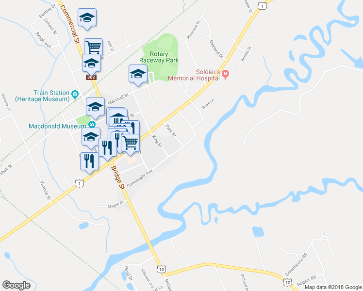 map of restaurants, bars, coffee shops, grocery stores, and more near 61 Connaught Avenue in Middleton