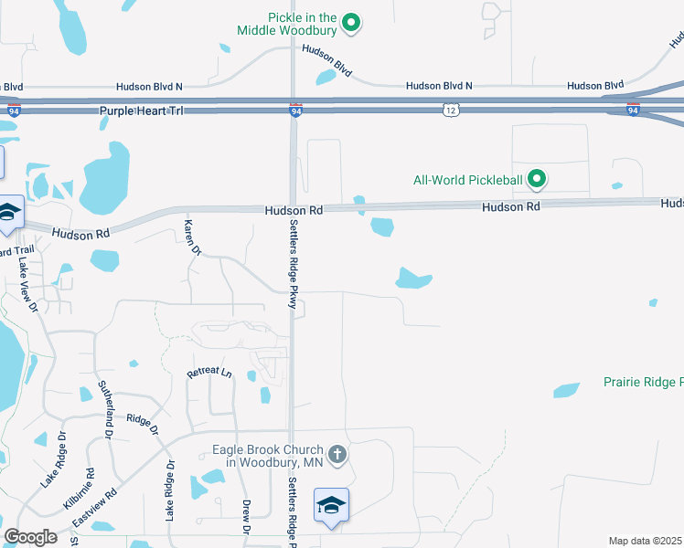 map of restaurants, bars, coffee shops, grocery stores, and more near 417 Karen Drive in Woodbury