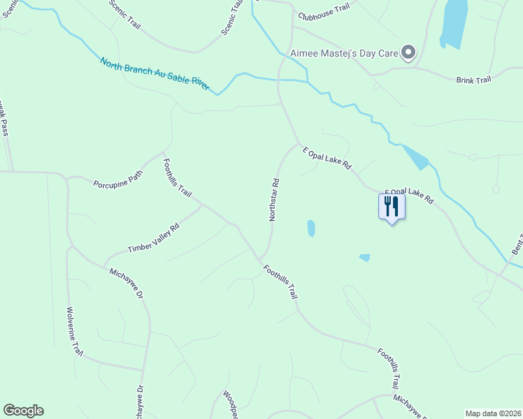 map of restaurants, bars, coffee shops, grocery stores, and more near 6074-6142 Northstar Road in Gaylord