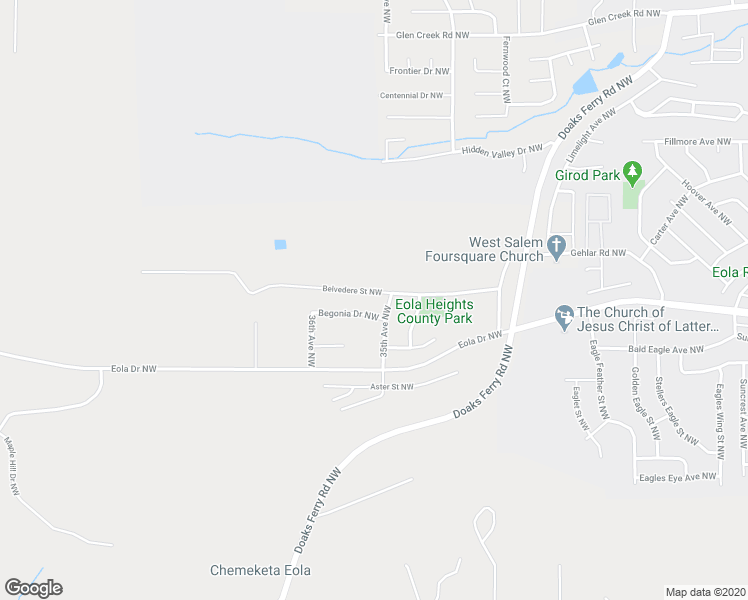 map of restaurants, bars, coffee shops, grocery stores, and more near 3505 Begonia Drive Northwest in Salem