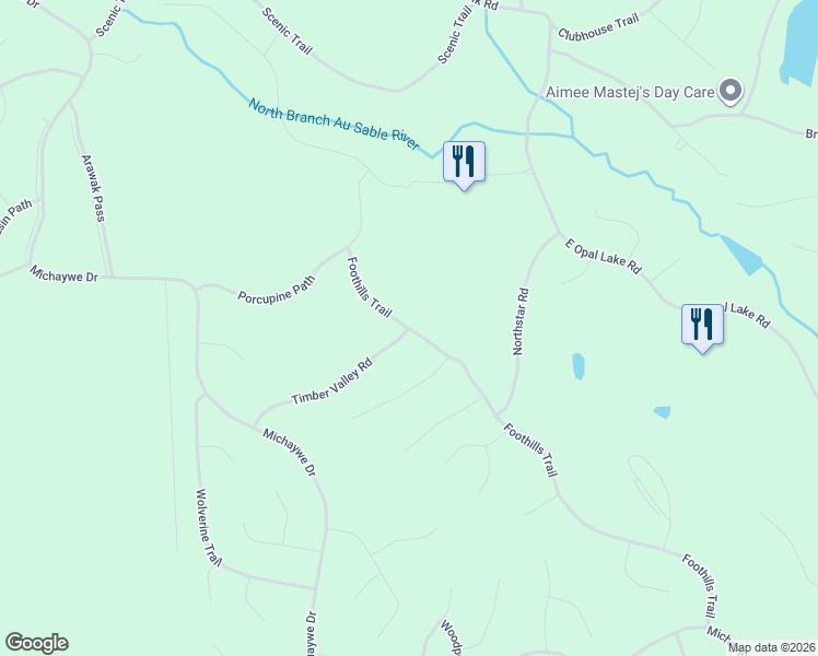 map of restaurants, bars, coffee shops, grocery stores, and more near 734 Timber Valley Road in Gaylord