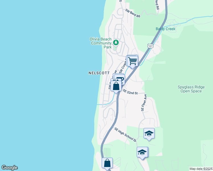 map of restaurants, bars, coffee shops, grocery stores, and more near 3244 Southwest Anchor Avenue in Lincoln City