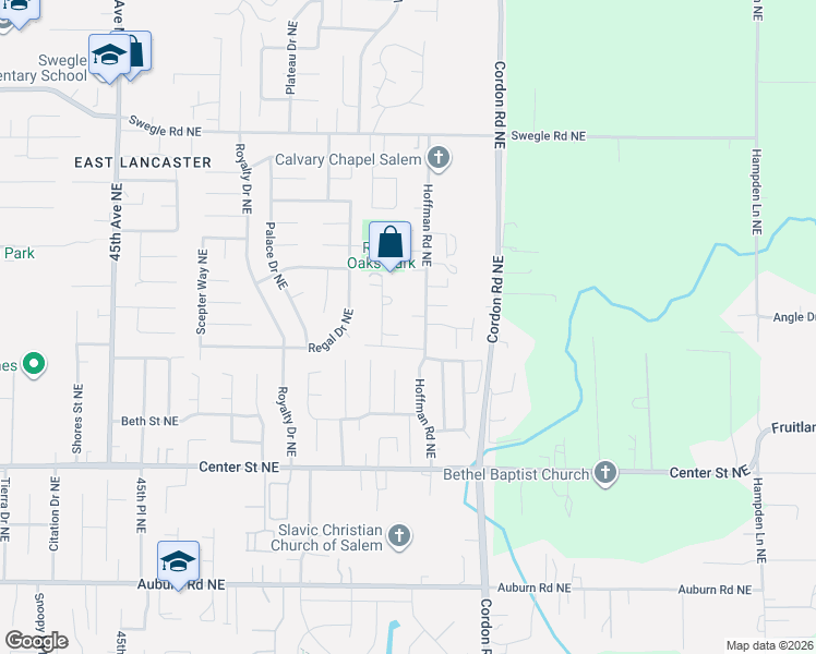 map of restaurants, bars, coffee shops, grocery stores, and more near 4925 D Street Northeast in Salem