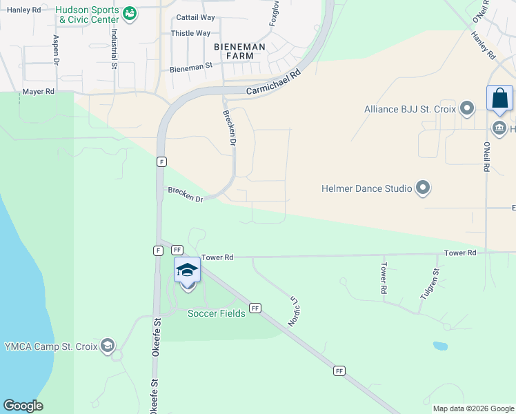map of restaurants, bars, coffee shops, grocery stores, and more near 388 Tower Road in Hudson