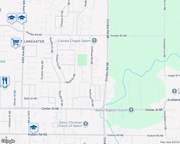 map of restaurants, bars, coffee shops, grocery stores, and more near 1125 Hoffman Road Northeast in Salem