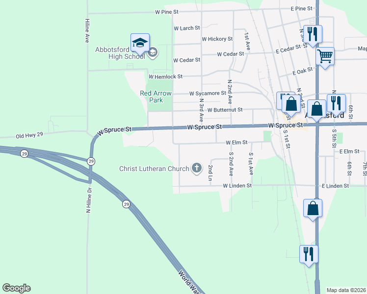 map of restaurants, bars, coffee shops, grocery stores, and more near 201 South 4th Avenue in Abbotsford