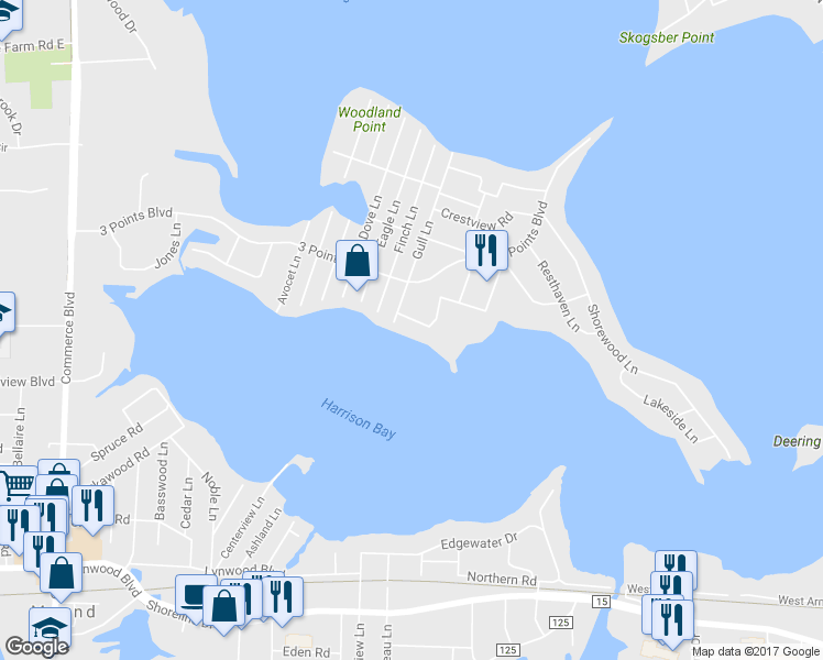map of restaurants, bars, coffee shops, grocery stores, and more near 5047 Wren Road in Mound