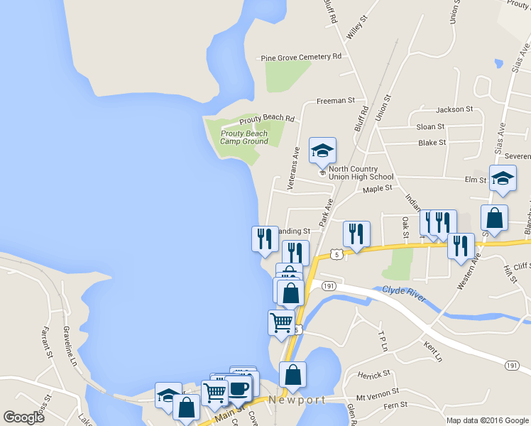 map of restaurants, bars, coffee shops, grocery stores, and more near 49 Broadview Avenue in Newport