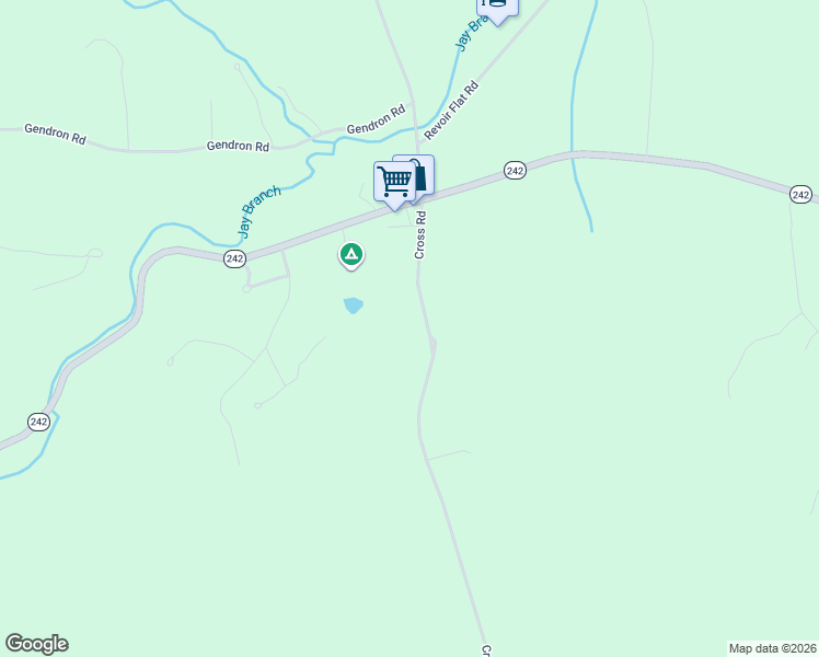 map of restaurants, bars, coffee shops, grocery stores, and more near 1234 Cross Road in Jay