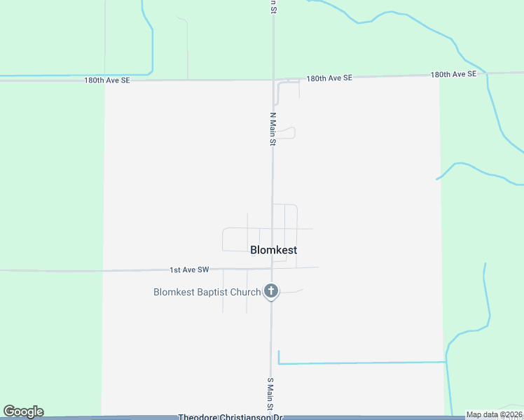 map of restaurants, bars, coffee shops, grocery stores, and more near 122 North Main Street in Blomkest