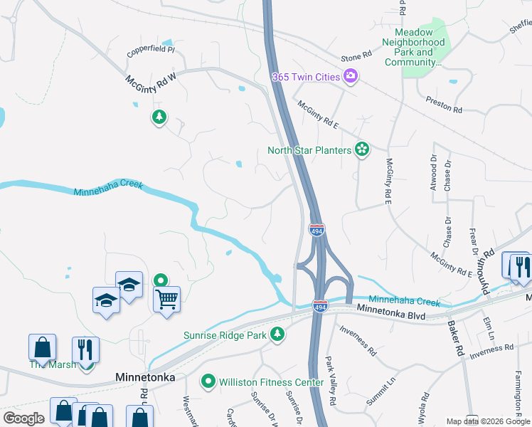 map of restaurants, bars, coffee shops, grocery stores, and more near 3211 Hazelwood West in Wayzata