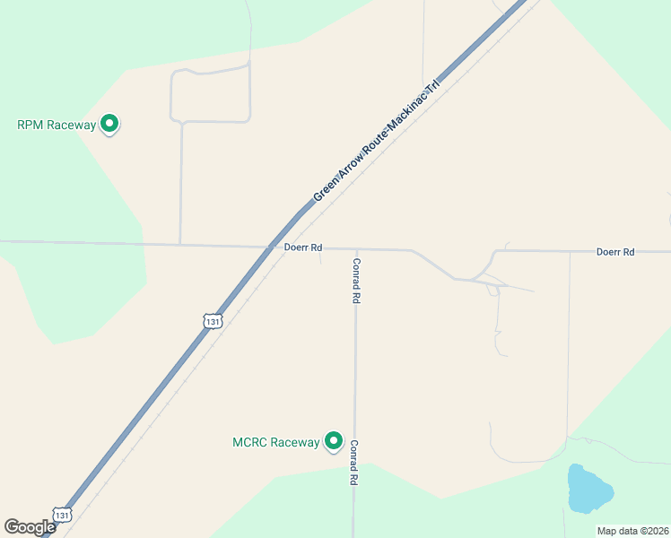 map of restaurants, bars, coffee shops, grocery stores, and more near 3996 Doerr Road in Mancelona