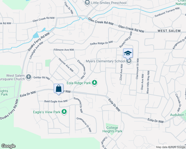 map of restaurants, bars, coffee shops, grocery stores, and more near 2463 Dan Avenue Northwest in Salem