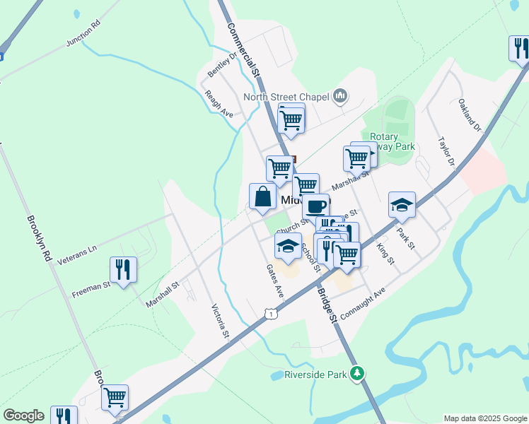 map of restaurants, bars, coffee shops, grocery stores, and more near 251 Marshall Street in Middleton