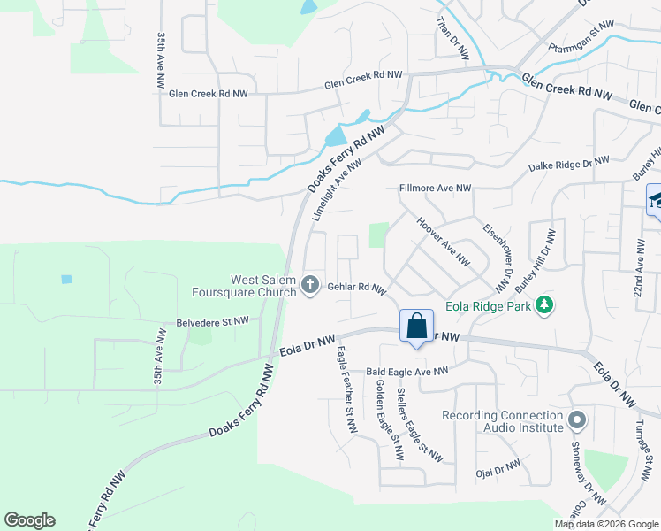 map of restaurants, bars, coffee shops, grocery stores, and more near 814 Crouchen Street Northwest in Salem