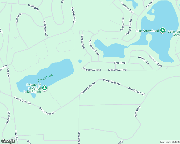 map of restaurants, bars, coffee shops, grocery stores, and more near 7700-7898 Macatawa Trail in Gaylord