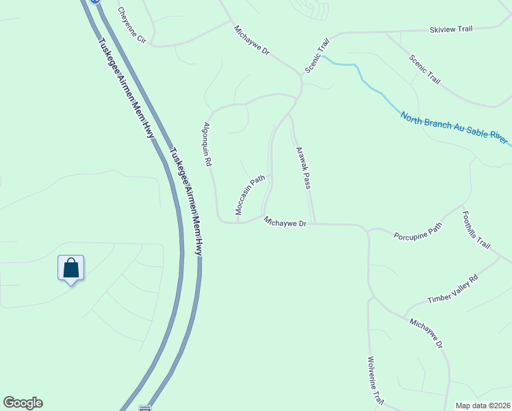 map of restaurants, bars, coffee shops, grocery stores, and more near 389-393 Michaywe Drive in Gaylord