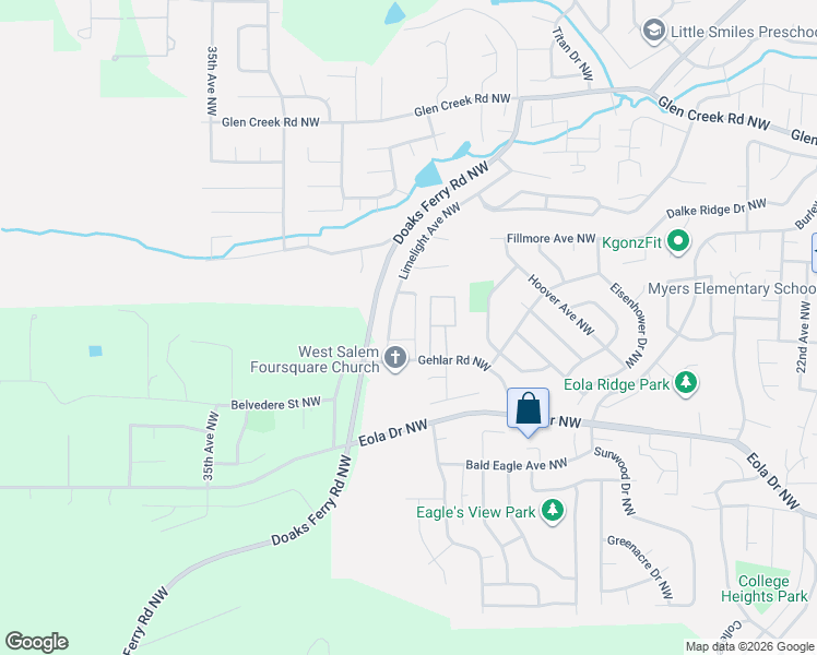 map of restaurants, bars, coffee shops, grocery stores, and more near 857 Limelight Avenue Northwest in Salem