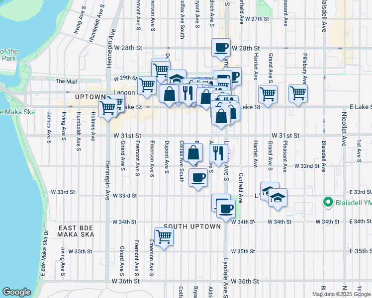 map of restaurants, bars, coffee shops, grocery stores, and more near 3112 Bryant Avenue South in Minneapolis