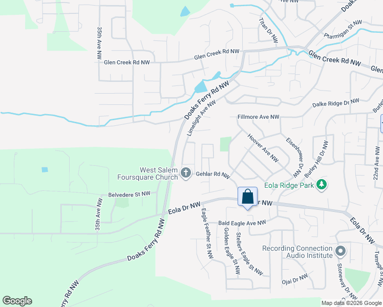 map of restaurants, bars, coffee shops, grocery stores, and more near 841 Crouchen Street Northwest in Salem