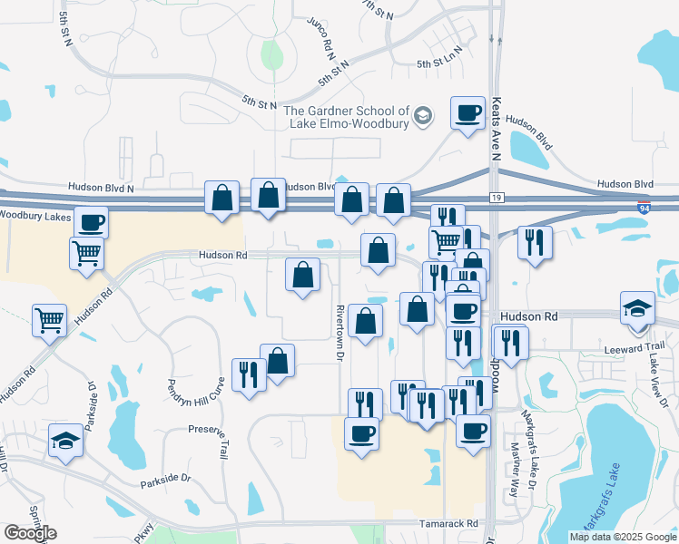 map of restaurants, bars, coffee shops, grocery stores, and more near in Saint Paul