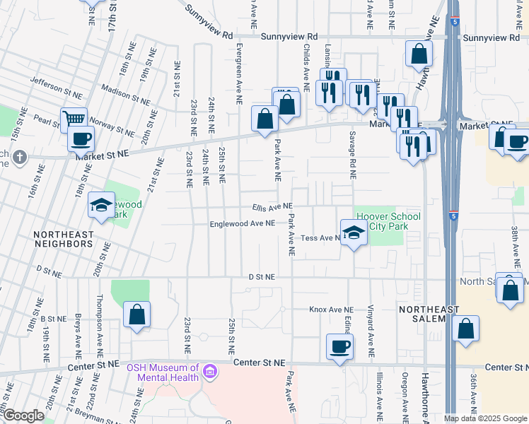 map of restaurants, bars, coffee shops, grocery stores, and more near in Salem