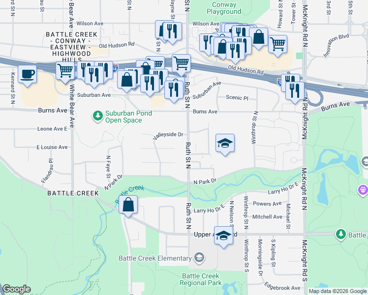 map of restaurants, bars, coffee shops, grocery stores, and more near in Saint Paul