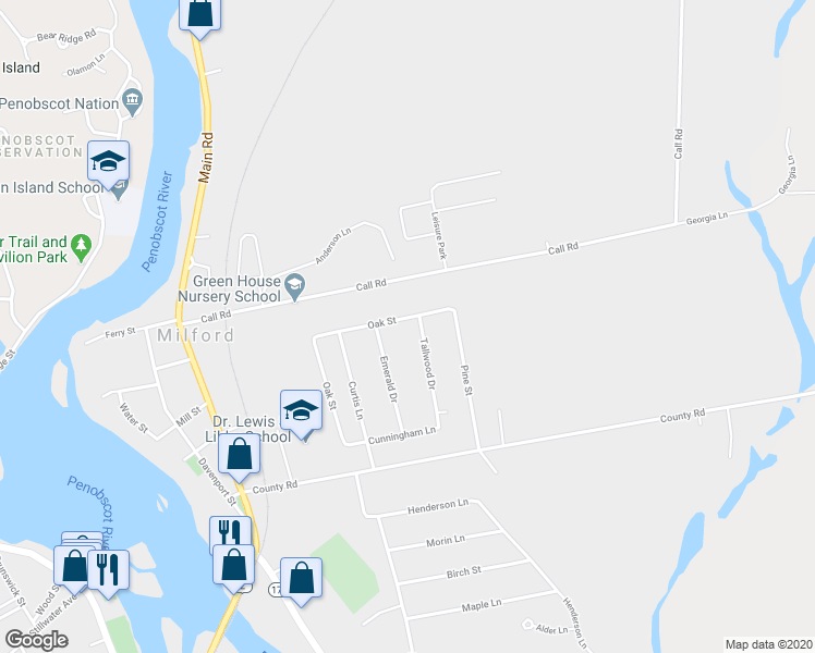 map of restaurants, bars, coffee shops, grocery stores, and more near 86 Tallwood Drive in Milford
