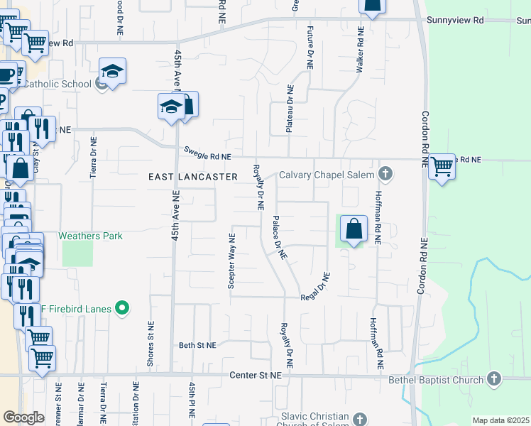 map of restaurants, bars, coffee shops, grocery stores, and more near in Salem
