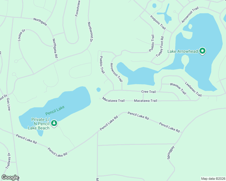 map of restaurants, bars, coffee shops, grocery stores, and more near 7898 Macatawa Trail in Gaylord