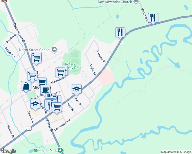 map of restaurants, bars, coffee shops, grocery stores, and more near 1 Pinecrest Drive in Middleton