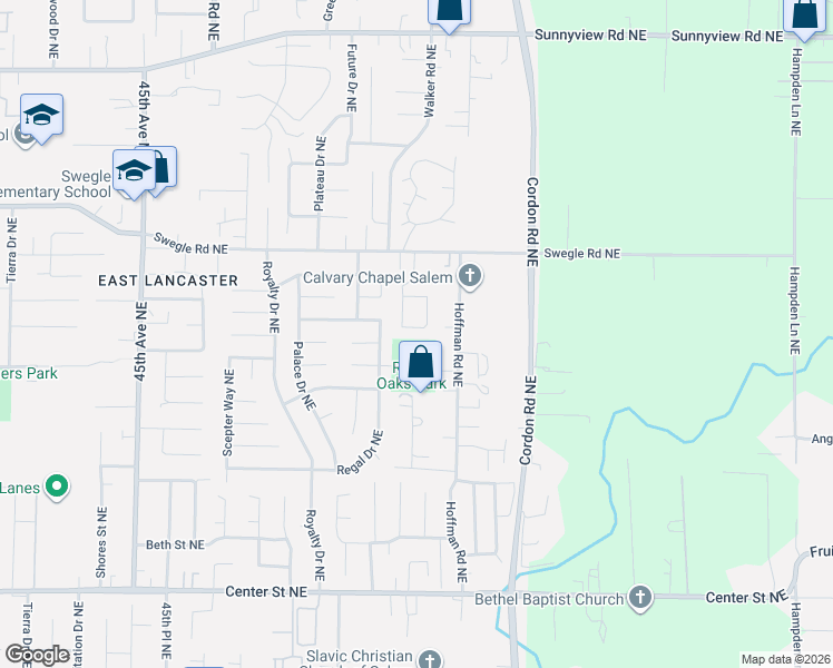 map of restaurants, bars, coffee shops, grocery stores, and more near 1500 Gabriela Court Northeast in Salem