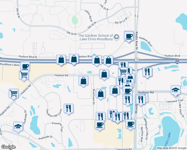 map of restaurants, bars, coffee shops, grocery stores, and more near in Saint Paul