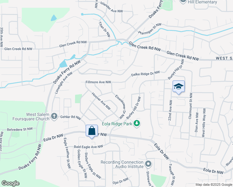 map of restaurants, bars, coffee shops, grocery stores, and more near 911 Dalke Ridge Court Northwest in Salem