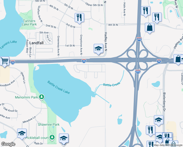 map of restaurants, bars, coffee shops, grocery stores, and more near 6856 Ashwood Road in Saint Paul