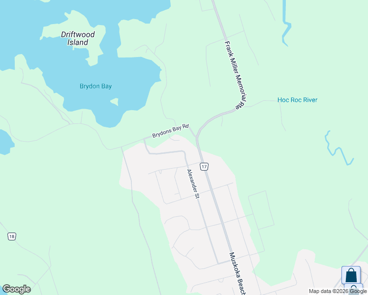 map of restaurants, bars, coffee shops, grocery stores, and more near 424 Alexander Street in Gravenhurst