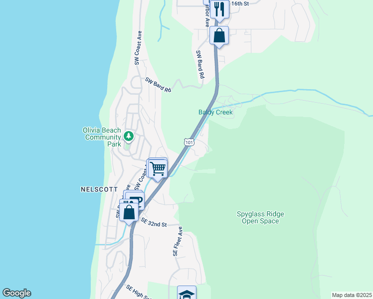 map of restaurants, bars, coffee shops, grocery stores, and more near 2701 Northwest U.S. 101 in Lincoln City