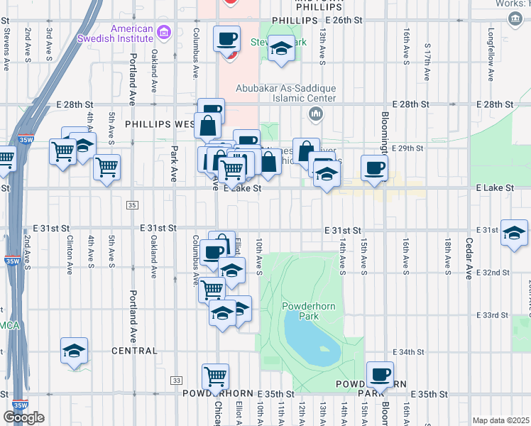map of restaurants, bars, coffee shops, grocery stores, and more near 3025 10th Avenue South in Minneapolis