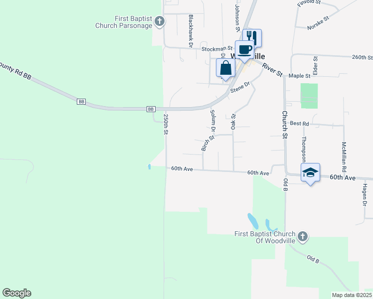map of restaurants, bars, coffee shops, grocery stores, and more near 307 Hazelnut Dr in Woodville