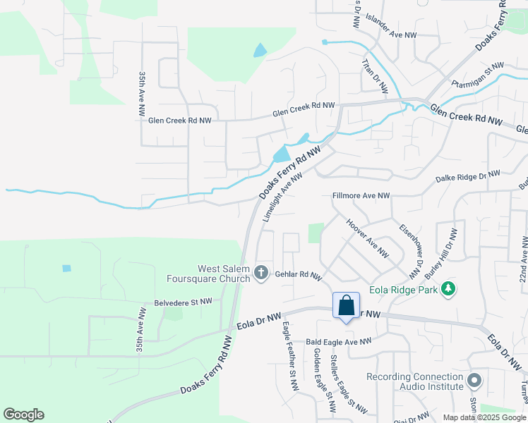map of restaurants, bars, coffee shops, grocery stores, and more near 937 Limelight Avenue Northwest in Salem