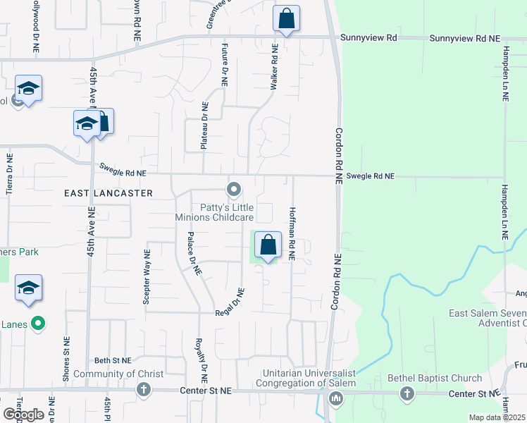 map of restaurants, bars, coffee shops, grocery stores, and more near 24 Vilma Court Northeast in Salem