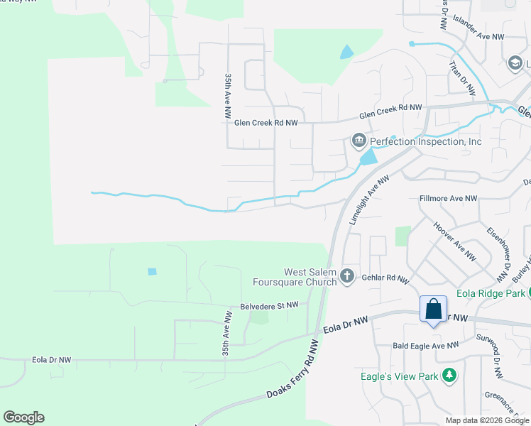 map of restaurants, bars, coffee shops, grocery stores, and more near 3418 Hidden Valley Drive Northwest in Salem