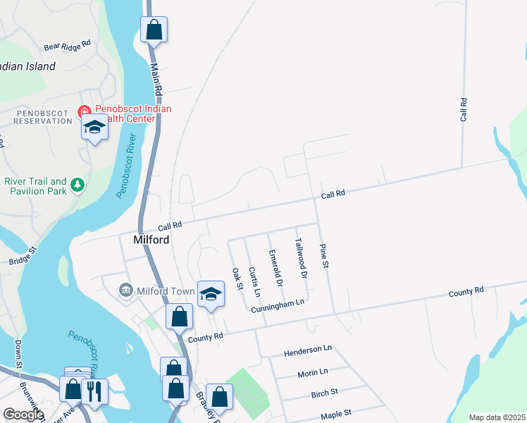map of restaurants, bars, coffee shops, grocery stores, and more near 57 Call Road in Milford