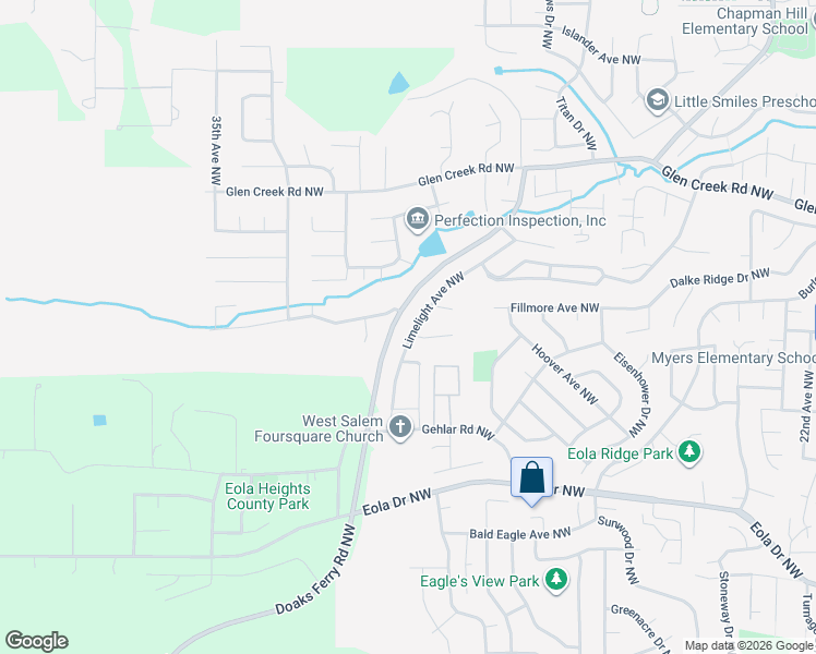 map of restaurants, bars, coffee shops, grocery stores, and more near 937 Limelight Avenue Northwest in Salem