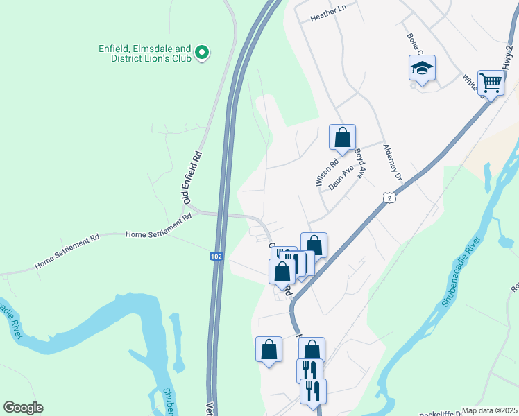map of restaurants, bars, coffee shops, grocery stores, and more near 8 Bakery Lane in Enfield