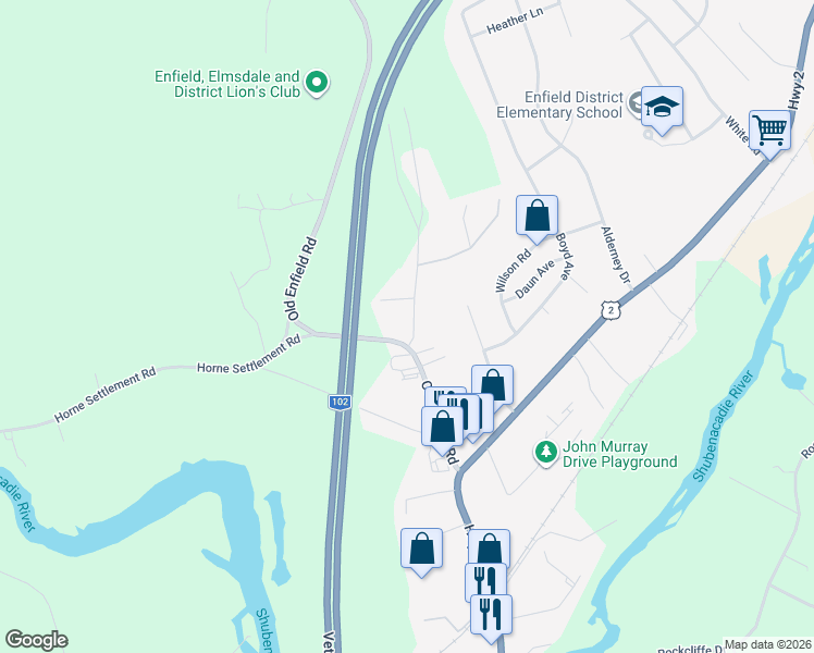 map of restaurants, bars, coffee shops, grocery stores, and more near 8 Bakery Lane in Enfield