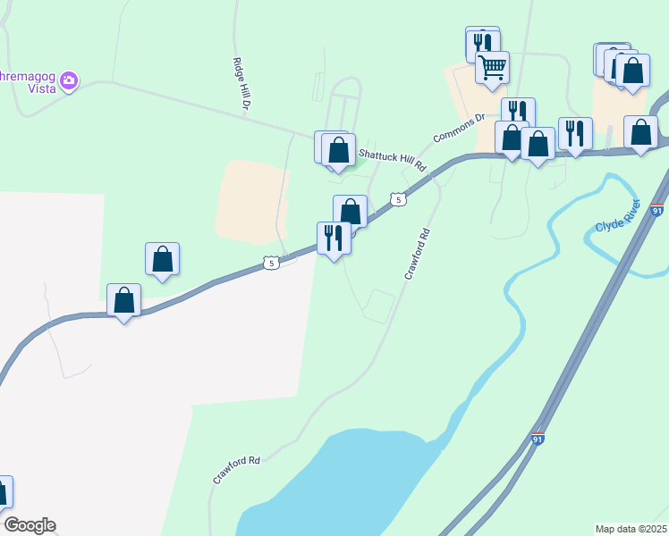 map of restaurants, bars, coffee shops, grocery stores, and more near 5043 U.S. 5 in Derby