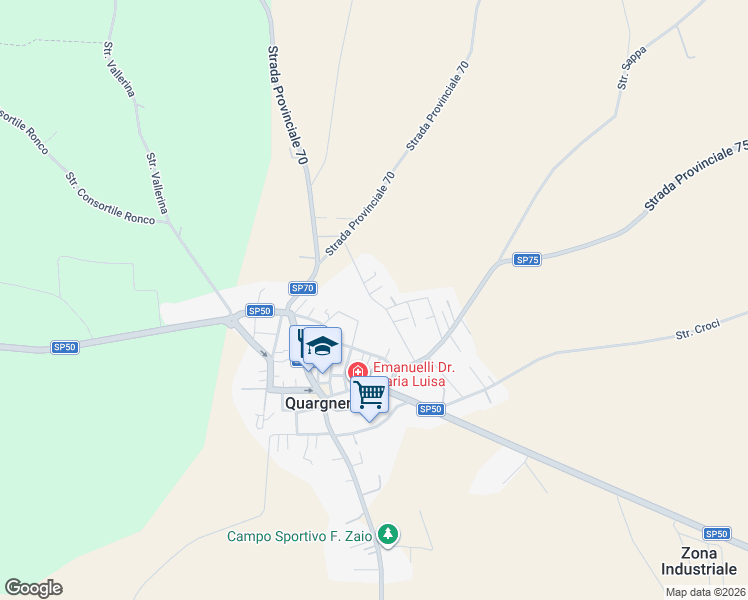 map of restaurants, bars, coffee shops, grocery stores, and more near 2 Via Kennedy in Quargnento